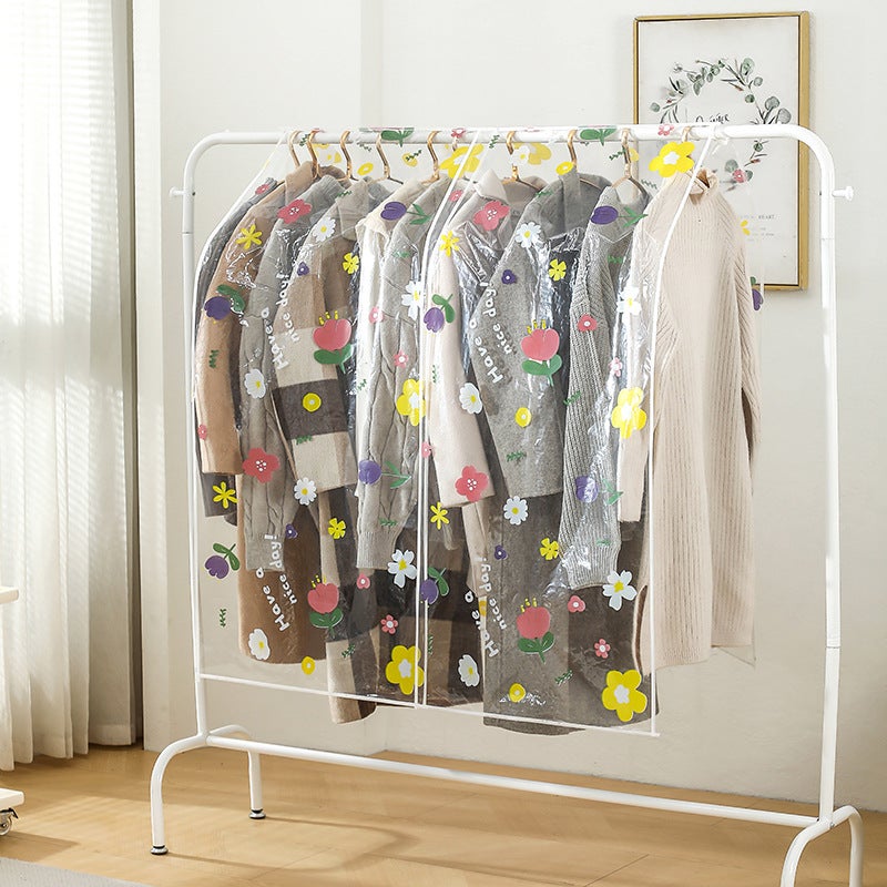 Cover Towel Clothes Cover Floor Hanger Coat Rack Dust Cover Transparent Printing Universal Cover Bedroom Simple Dust Cover - Image 1